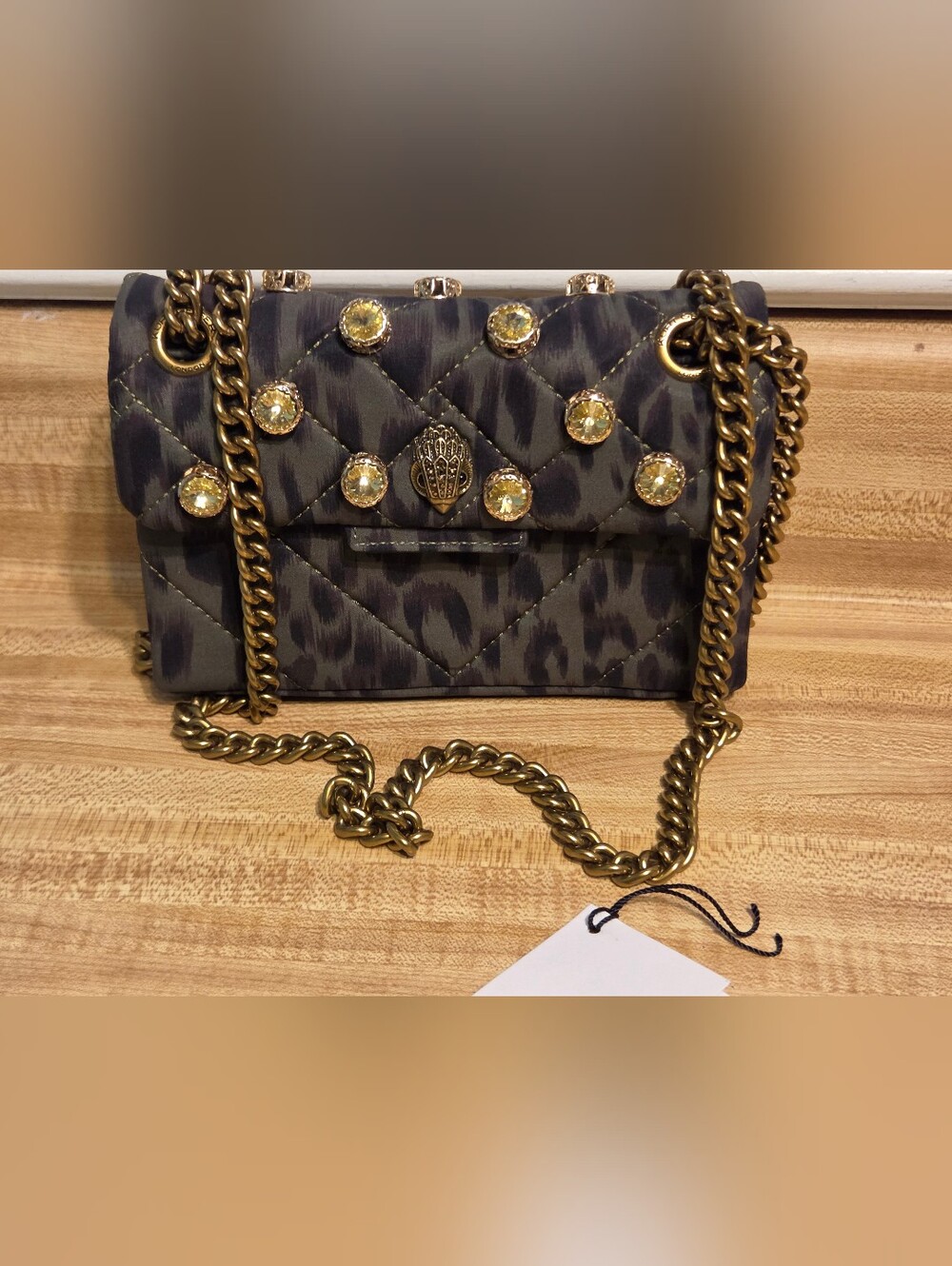 Kurt Geiger NWT Olive Green Leopard Kensington & Dustbag